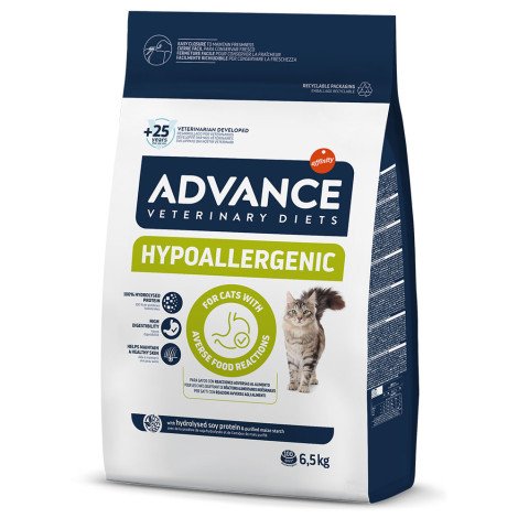 Advance VET Hypoallergenic - Ração seca para gato adulto com alergias - Quantidade: 6,5 kg