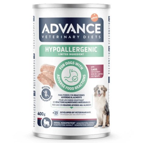 Advance VET Hypoallergenic - Alimento húmido para cão adulto com alergias - Borrego - Quantidade: 400 g