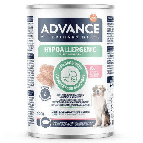 Advance VET Hypoallergenic - Alimento húmido para cão adulto com alergias - Porco - Quantidade: 400 g
